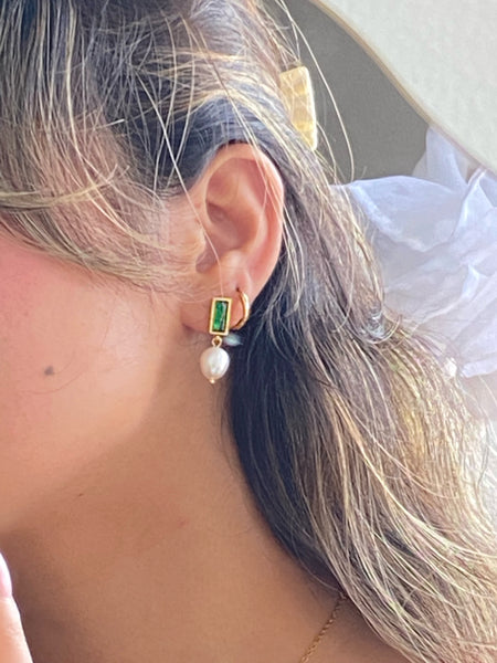 Emerald Pearl Earrings